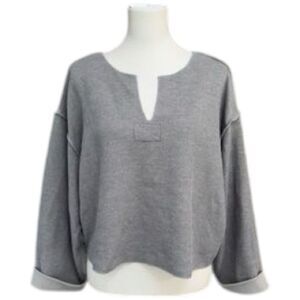 Urban Outfitters Gray Split Neck Top